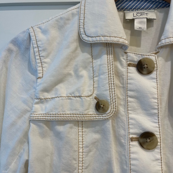 LOFT Cream Button-Front Utility Jacket - Picture 3 of 7